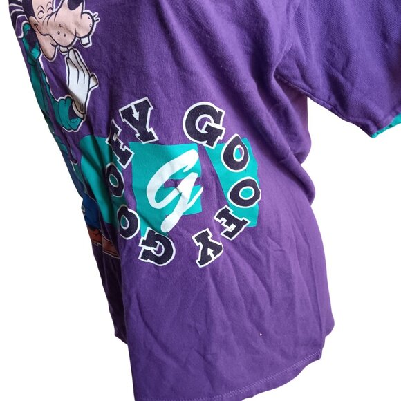 Vintage Women's Small S/M T-shirt Disney Goofy Graphic Purple 1990's Medium - Picture 3 of 7